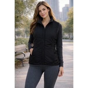 Nike Womens Black Soft Shell Full Zip Vest Mock Neck Size M Gorpcore Outdoorsy